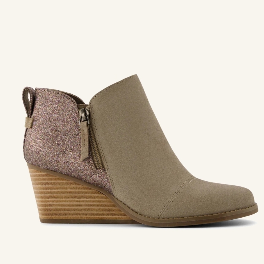 TOMS Goldie Tan Sparkle Ankle Boots